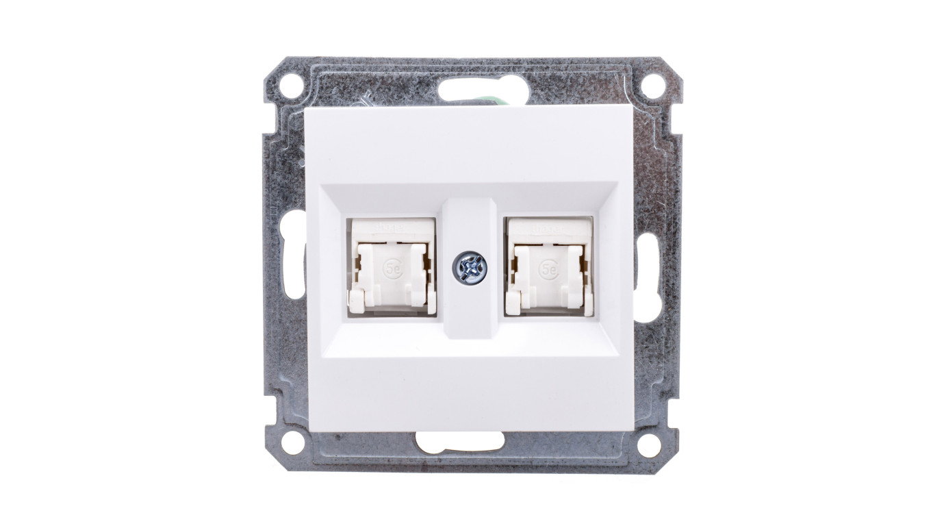 Lumina Gniazdo komputerowe podwójne RJ45 Cat.5e UTP białe WL2120