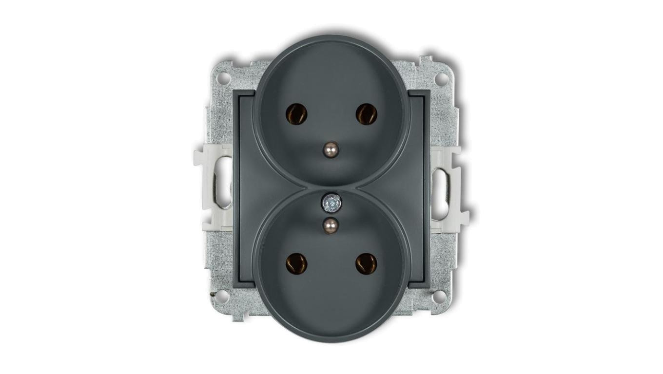 MINI Gniazdo podwójne z/u grafitowy mat 28MGPR-2z