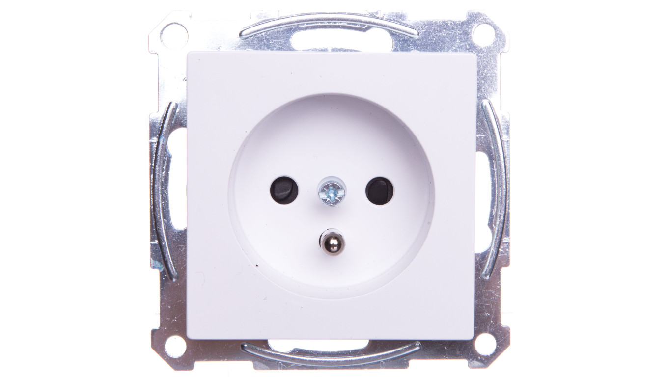 Merten System M Gniazdo pojedyncze z/u 16A IP20 z przesłonami białe MTN2500-0325