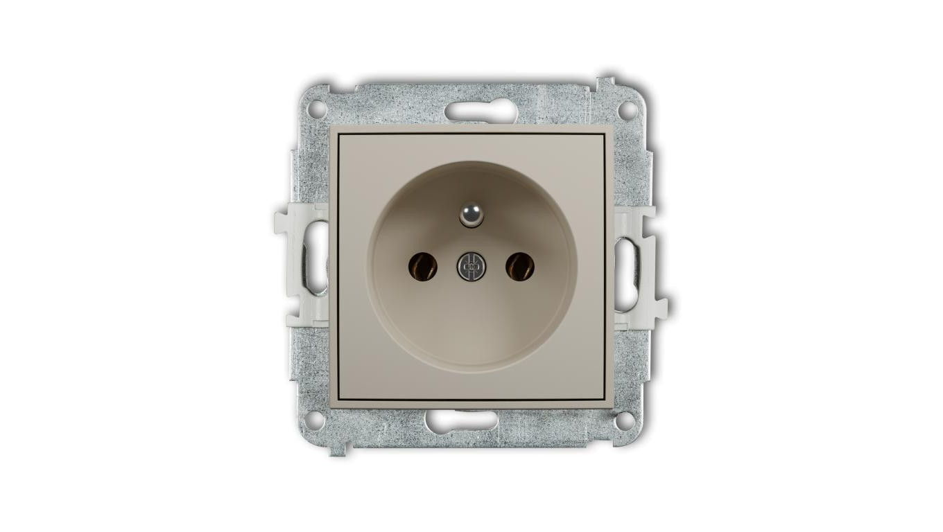 MINI Mechanizm gniazda pojedynczego z uziemieniem 2P+Z (bez przesłon torów prądowych) taupe 60MGP-1z