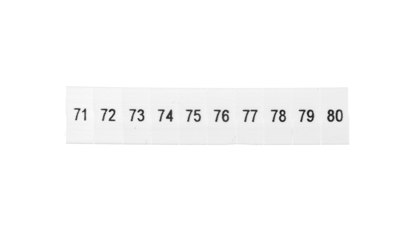 Oznacznik do złącz szynowych, opisówka ZB 5 numerowana od 71-80 kolor biały /10szt./