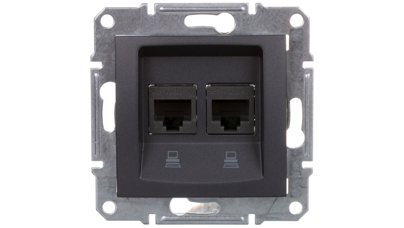 SEDNA Gniazdo komputerowe podwójne RJ45 kat.5e UTP grafitowe SDN4400170