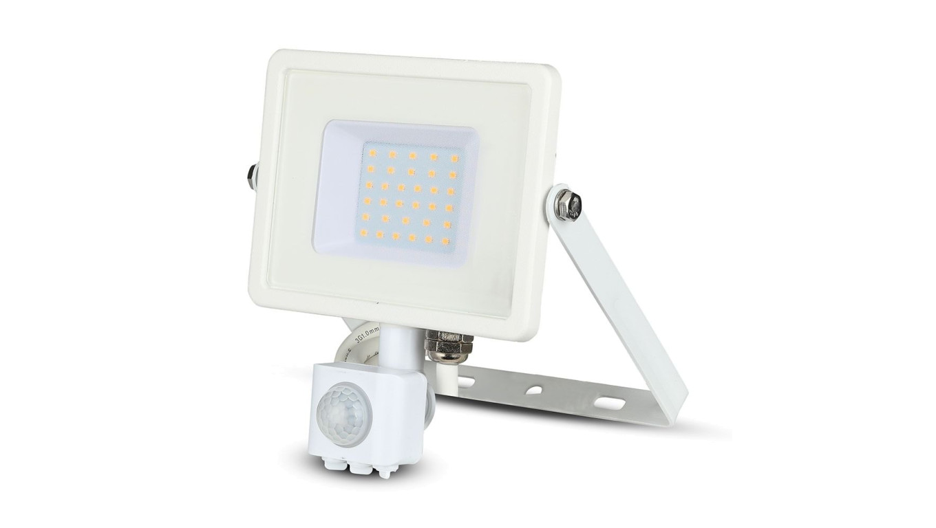 Projektor LED 30W 2400lm 6400K Dioda SAMSUNG z czujnikiem ruchu PIR Biały IP65 459