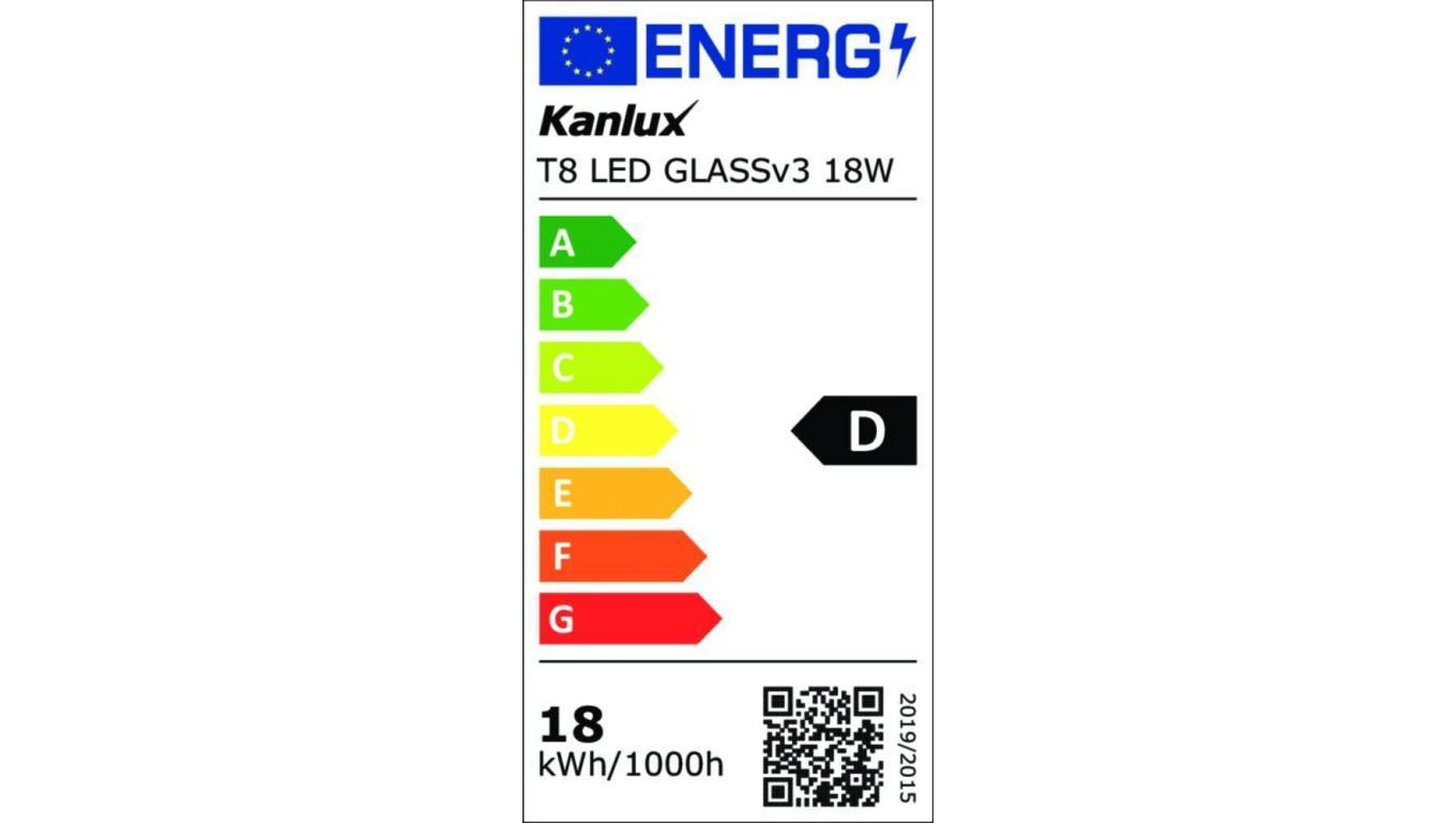 Świetlówka LED T8 G13 1210mm GLASSv3 18W-CW 2700lm 6500K barwa zimna 3 lata Gwarancji 26065