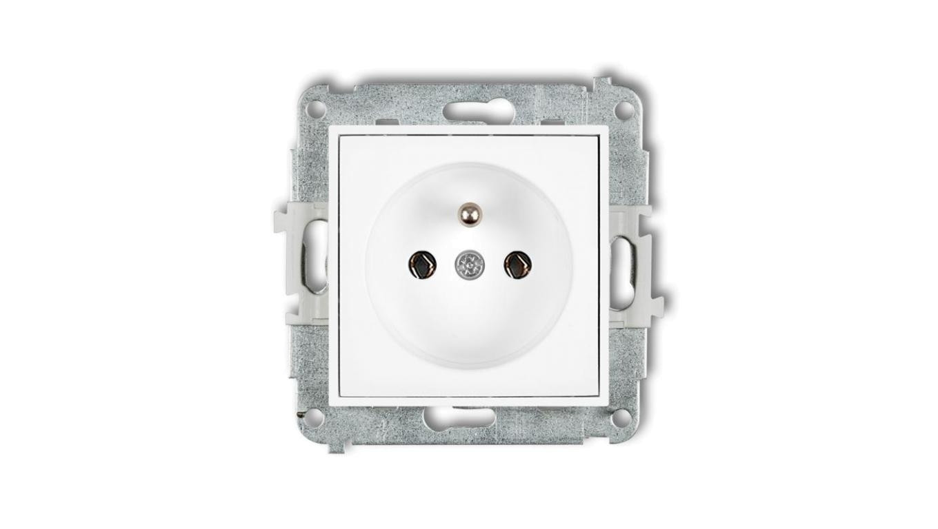 MINI Mechanizm gniazda pojedynczego z uziemieniem 2P+Z (bez przesłon torów prądowych) biały mat 25MGP-1z