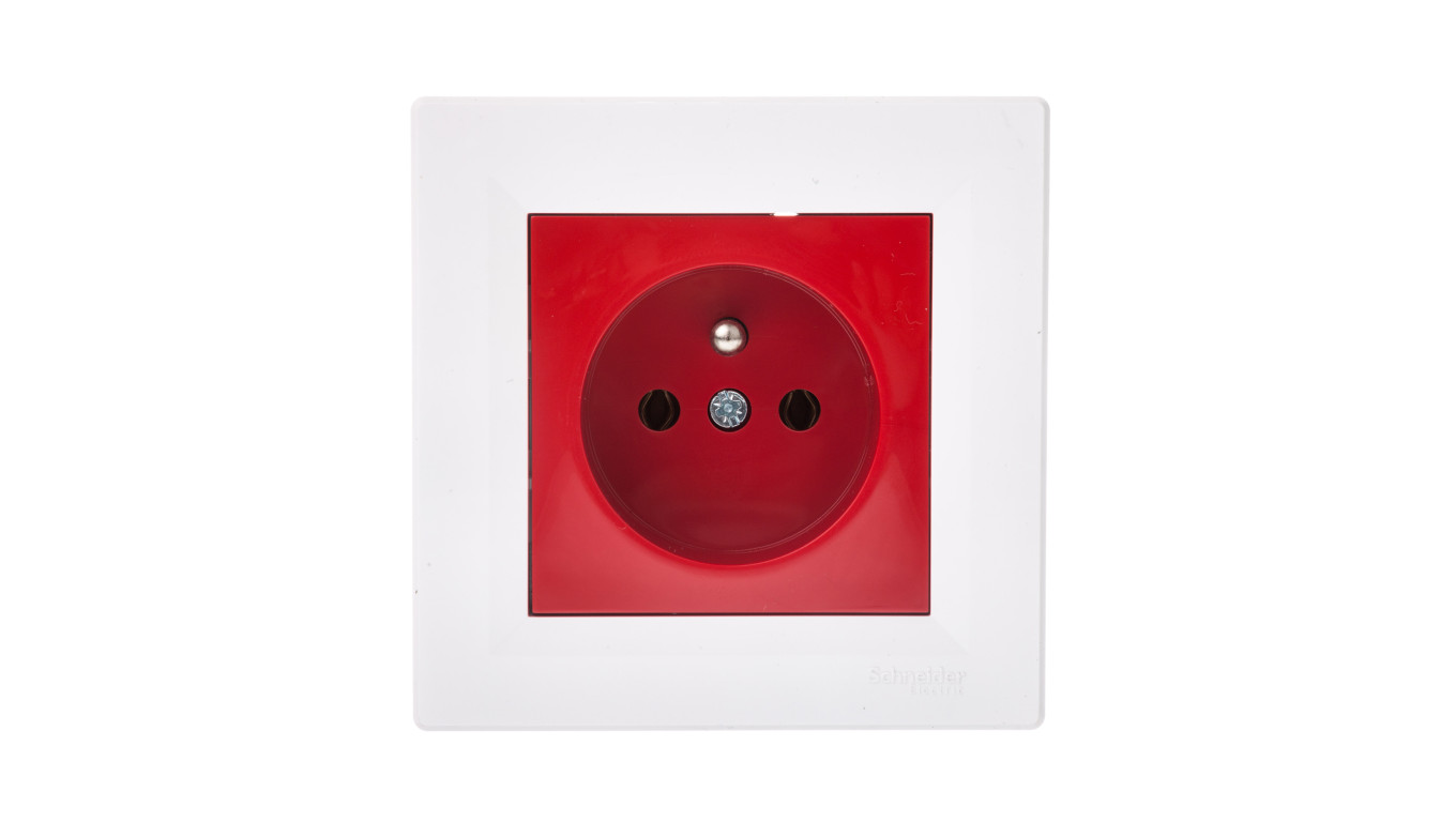 Gniazdo pojedyncze Asfora z/u czerwono-białe z ramką EPH2800421