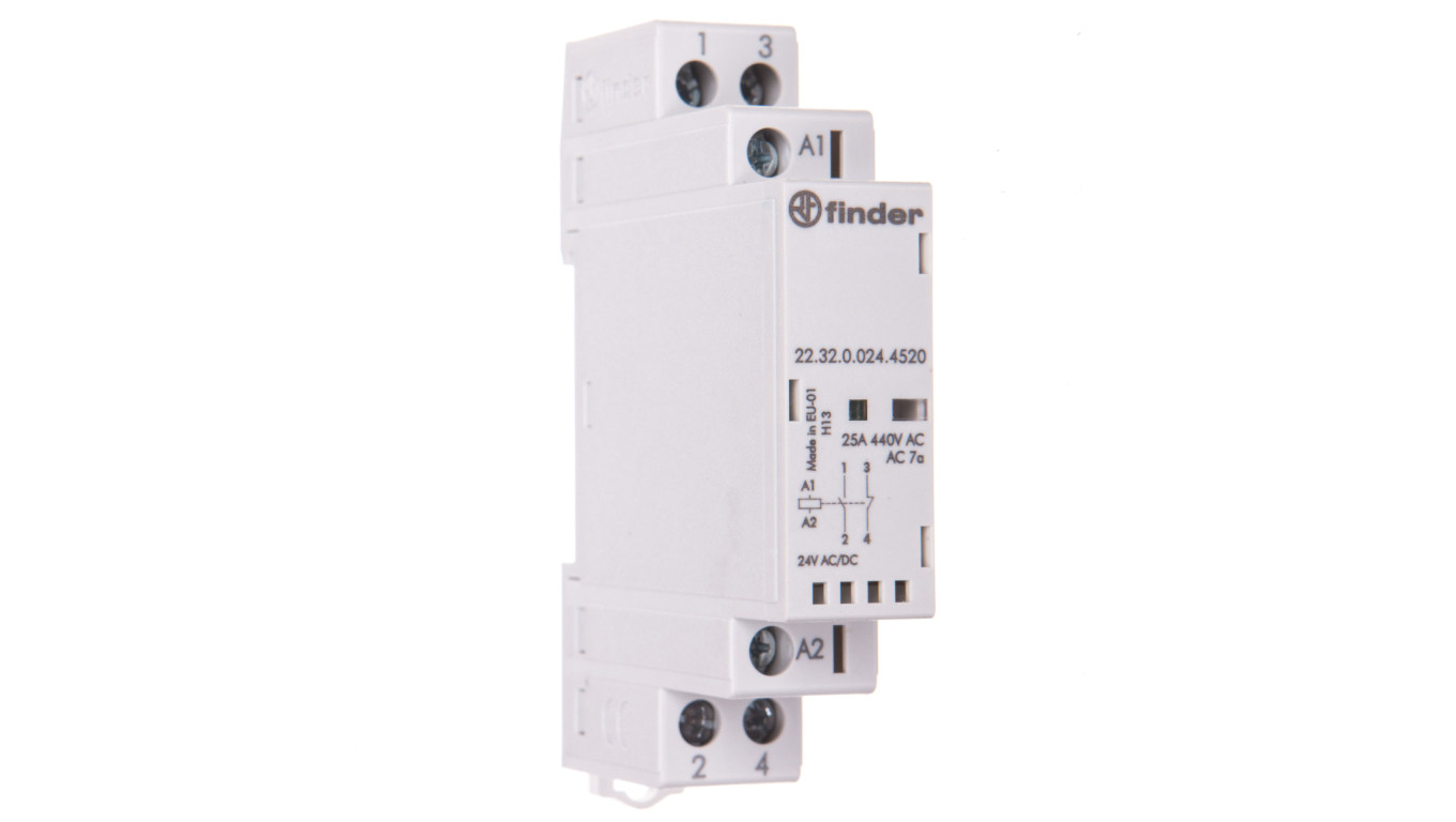 Stycznik modułowy 1Z 1R 25A 24V AC/DC, wskaźnik zadziałania + LED, 17,5mm 22.32.0.024.4520