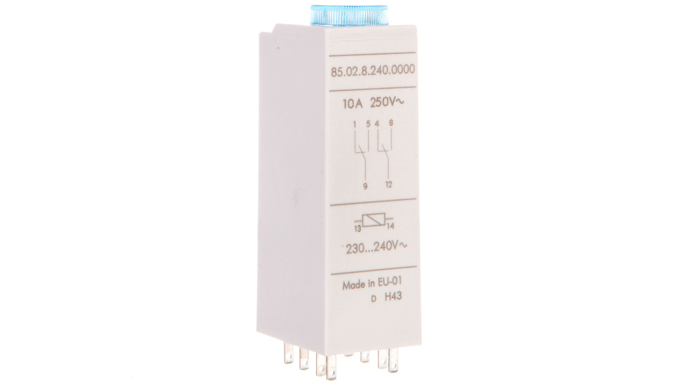 Przekaźnik czasowy 2P 10A 230-240V AC, wielofunkcyjny Al, Dl, SW, GI 85.02.8.240.0000