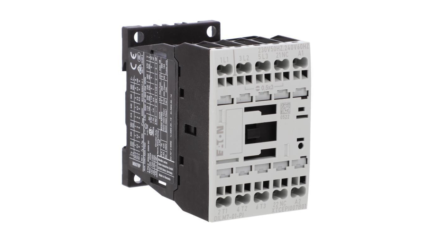 Stycznik mocy DILM7-01(230V50HZ,240V60HZ)-PI 3P 380 V 400 V 3 kW 1R 230 V AC Push-In 199224