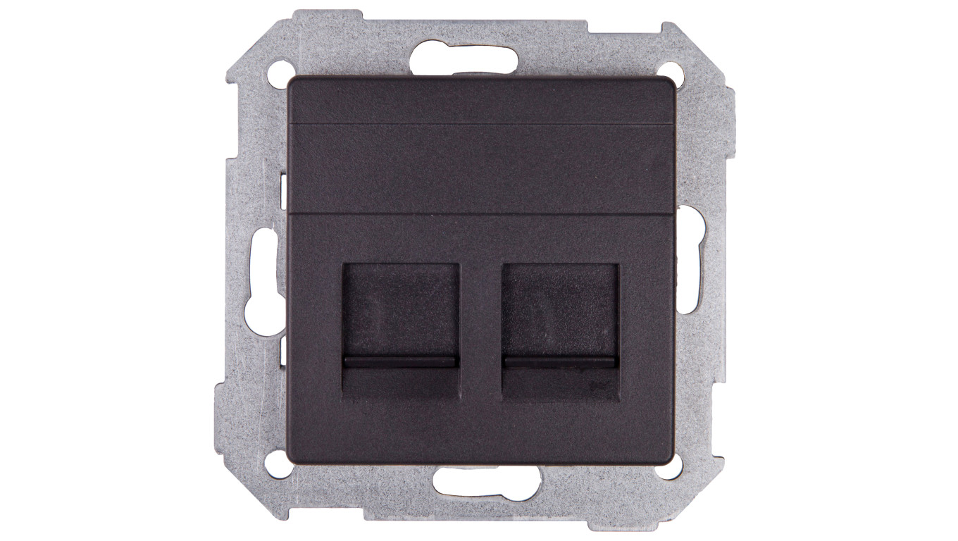 Simon 82 Pokrywa gniazda komputerowego podwójnego 2xRJ45 płaska z adapterem i przesłoną grafit 82006-38