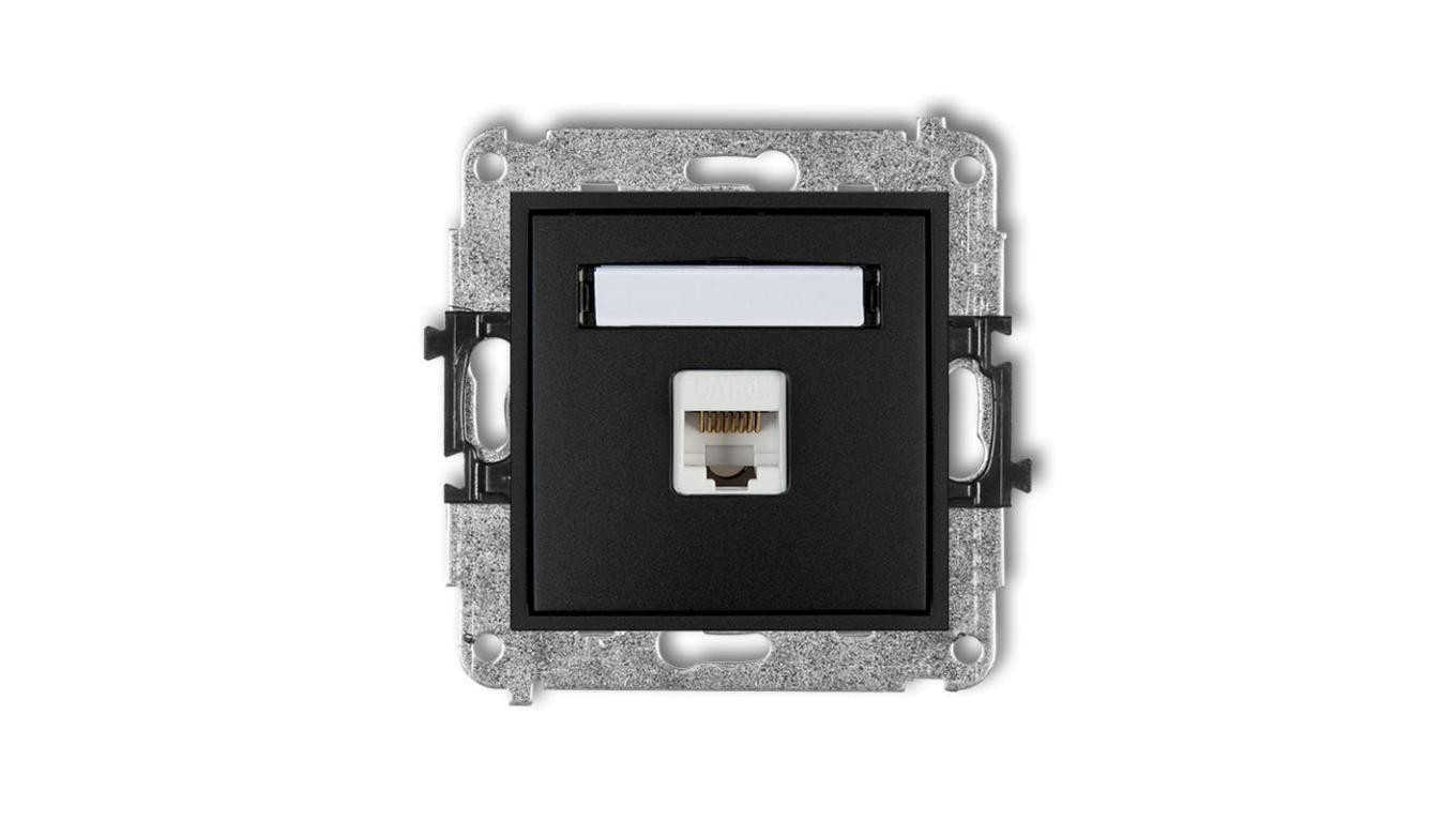 MINI Gniazdo komputerowe pojedyncze 1xRJ45 kat. 6 ekranowane 8-stykowy czarny mat 12MGK-5