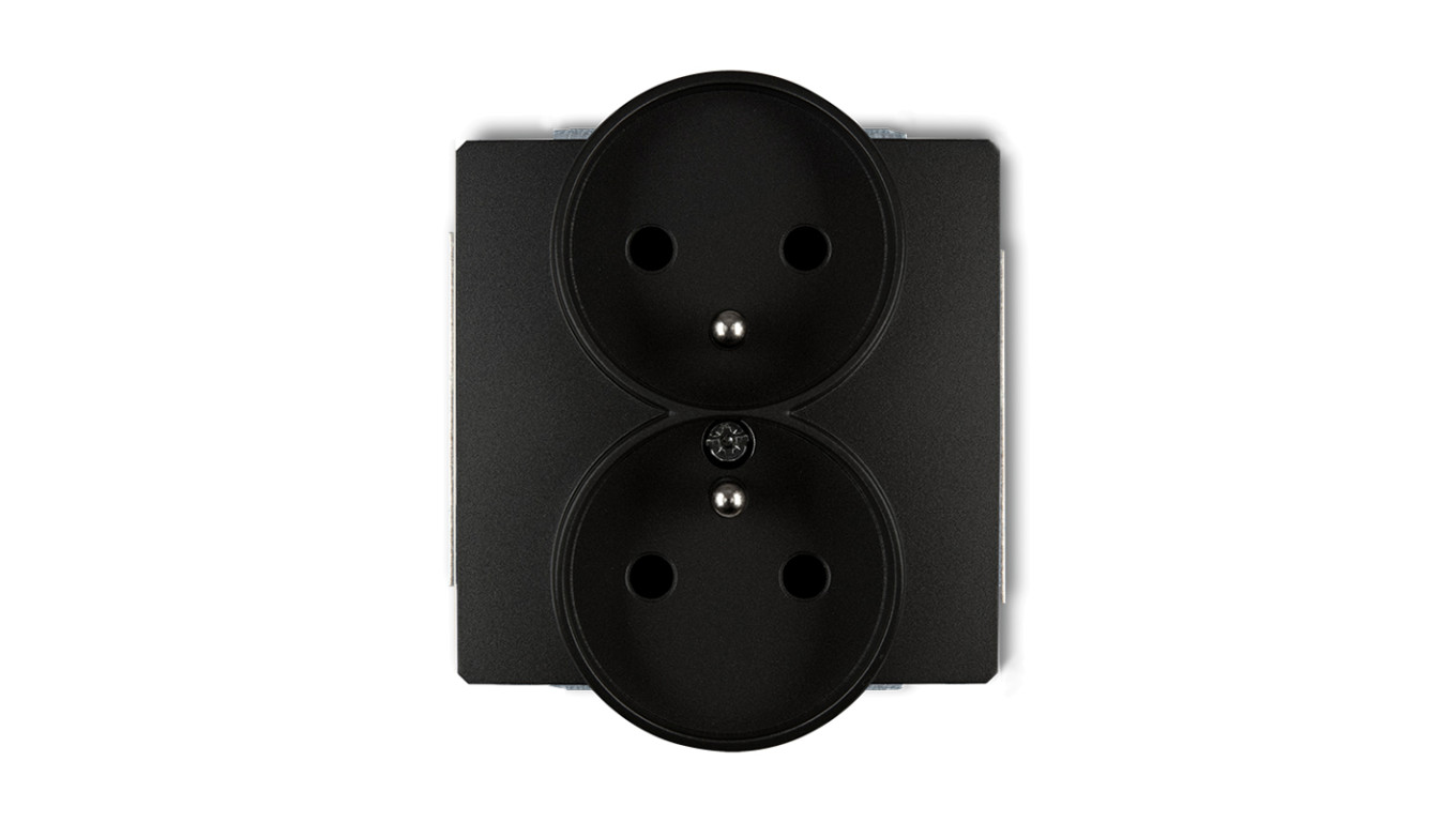 DECO Soft Gniazdo podwójne z/u do ramki czarny mat 12DGPRSO-2zp