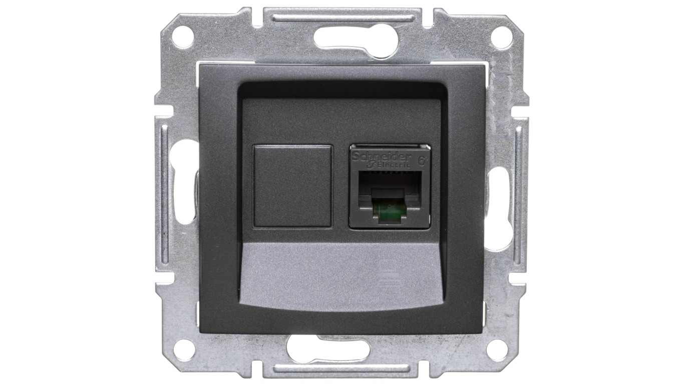 SEDNA Gniazdo komputerowe pojedyncze RJ45 kat.6 UTP grafitowe SDN4700170