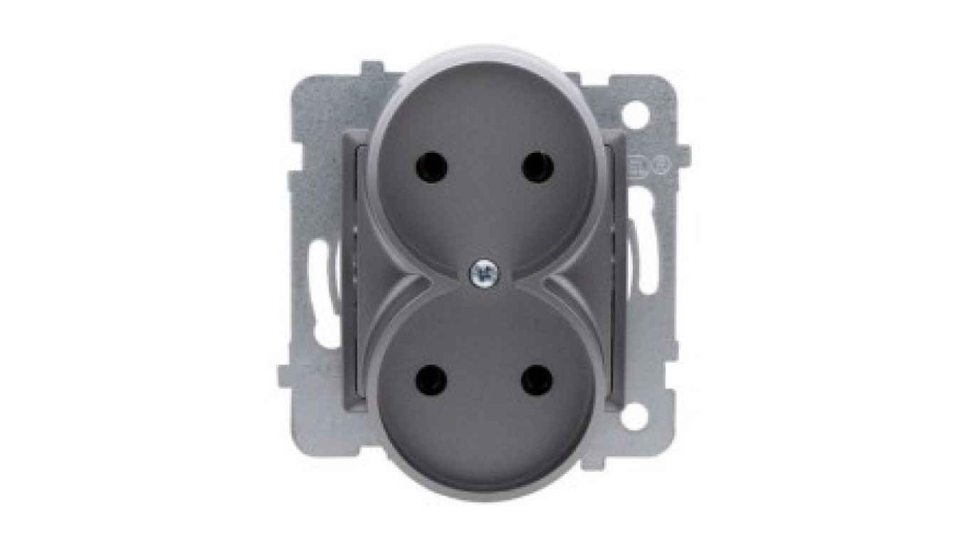 ROSA Gniazdo wtyczkowe podwójne b/u bez ramki inox GP-2Q/M.IN