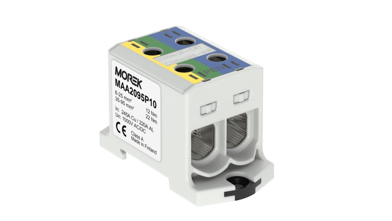 Złączka OTL-PEN95 żółto-zielony,niebieski 2xAl/Cu 6-95mm² 1000V AC / 1500V DC Zacisk uniwersalny do instalacji TN-C-S MAA2095P10