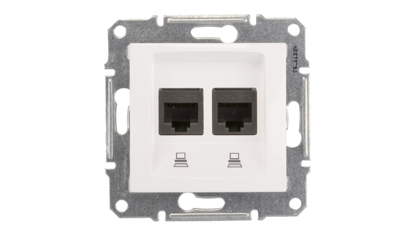 Sedna Gniazdo komputerowe podwójne RJ45 kat.5e UTP białe SDN4400121