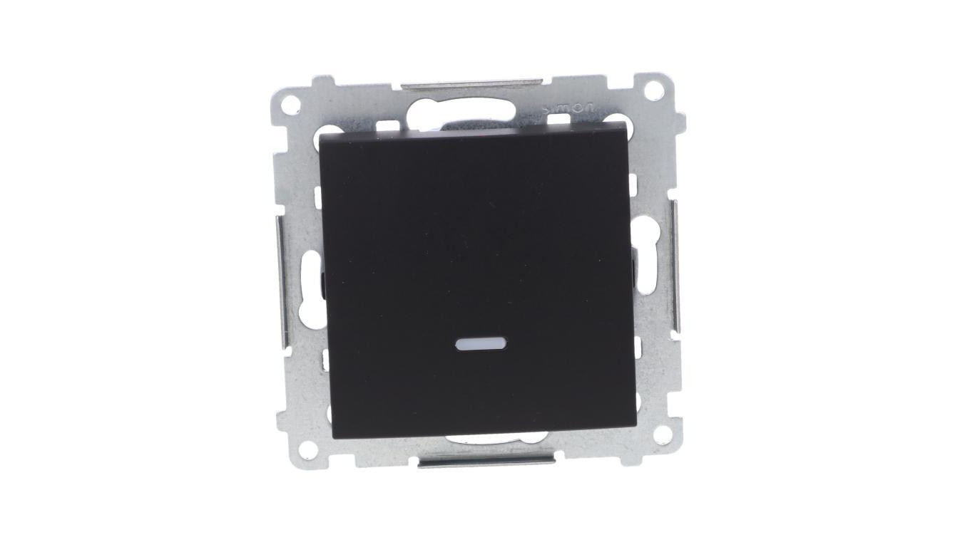 Simon 54 Łącznik jednobiegunowy z sygnalizacją załączenia LED (moduł) 10AX 250V szybkozłącza, czarny mat DW1ZL.01/49