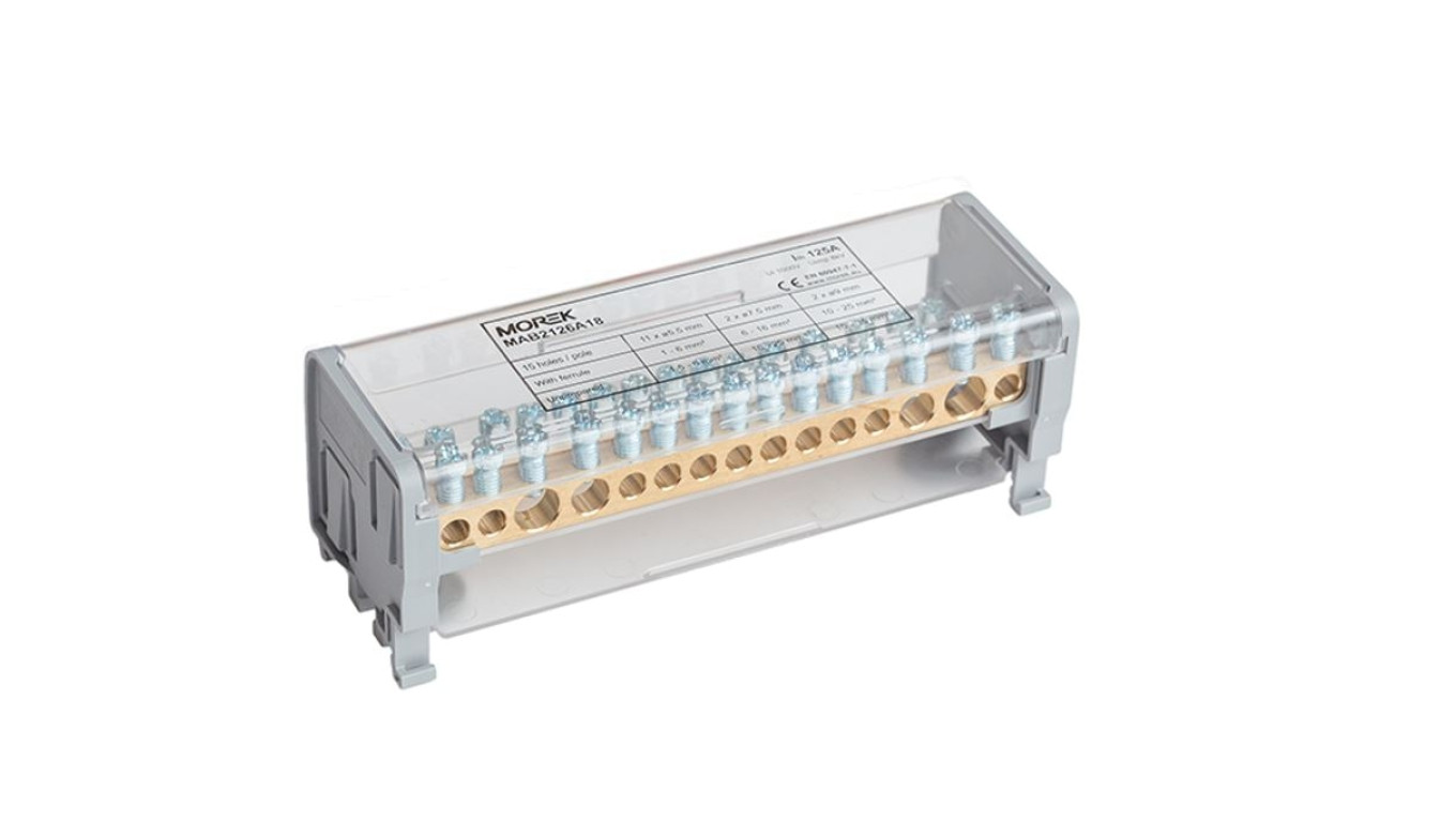 Blok dystrybucyjno-rozdzielczy MOBLOCK 2P 1000V 125A -15 2x35 + 2x25 + 11x6mm² TS35 MAB2126A18