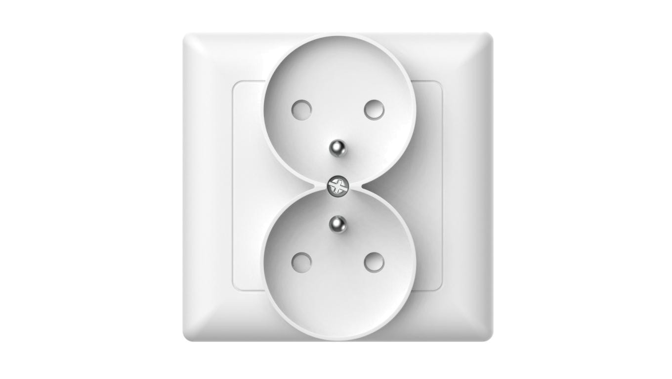Gniazdo podtynkowe z uziemieniem podwójne, Varia, białe / 46111