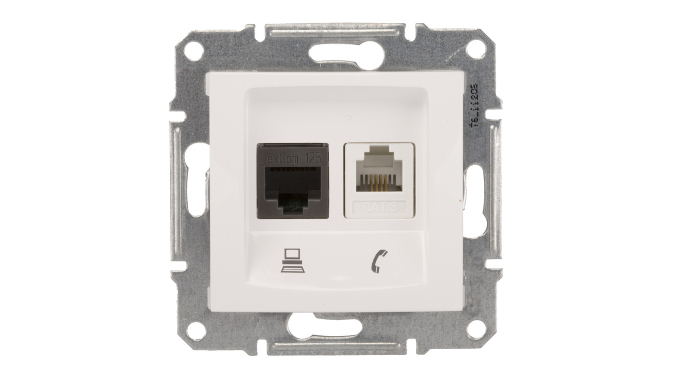 Sedna Gniazdo teleinformatyczne RJ11 RJ45 kat.5e UTP białe SDN5100121