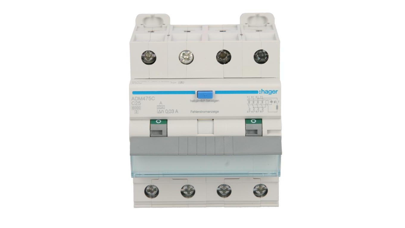 Wyłącznik różnicowo-nadprądowy RCBO 4P C25A 0,03A Typ A 6kA RCBO ADM475C