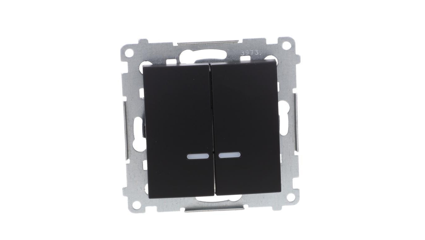 Simon 54 Łącznik świecznikowy z podśw LED i do wersji IP44 (moduł) 10AX 250V szybkozłącza, czarny mat z wkładkę DU1W DW5BL.01/49