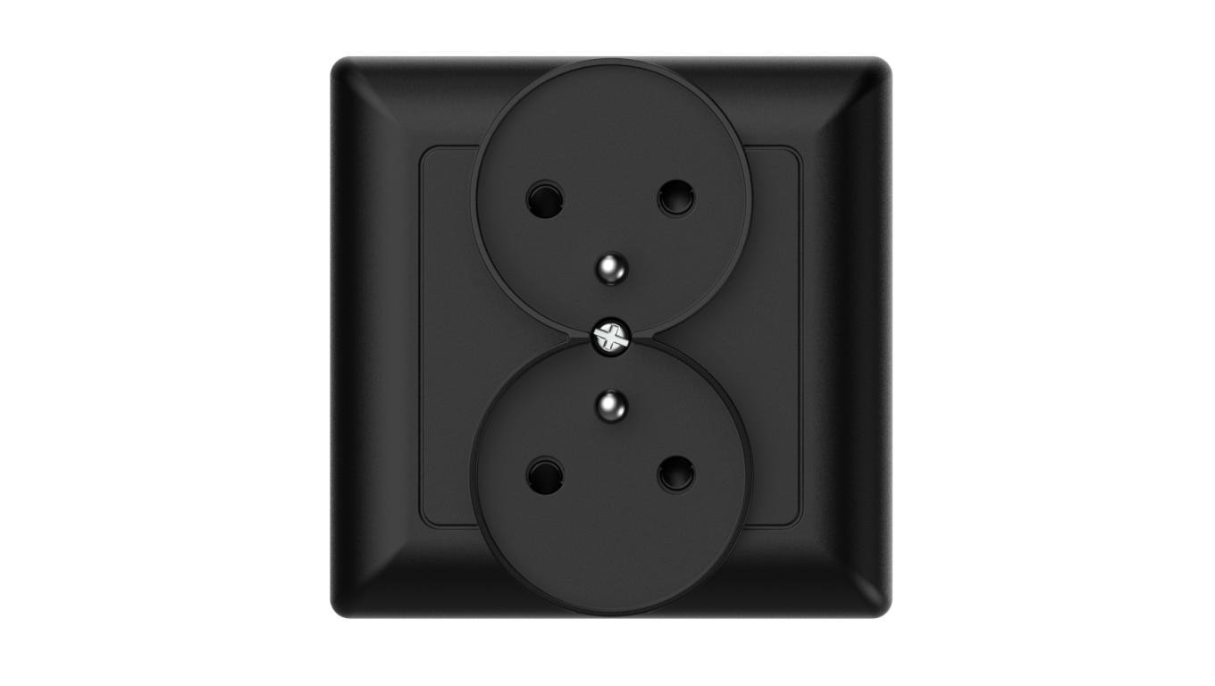 Gniazdo podtynkowe z uziemieniem podwójne, Varia, czarne / 46124