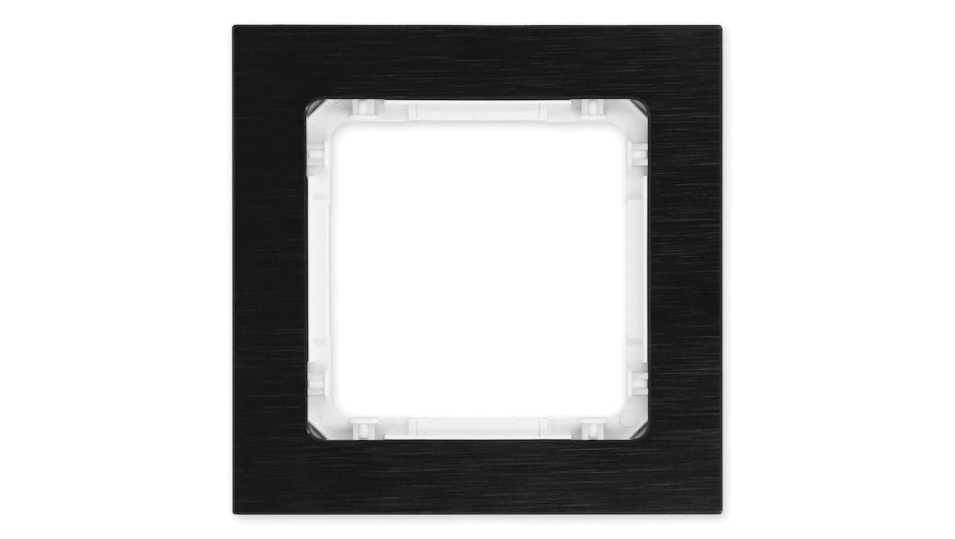 DECO Ramka uniwersalna pojedyncza - aluminium szczotkowane (ramka: czarna spód: biały) 12-0-DRA-1