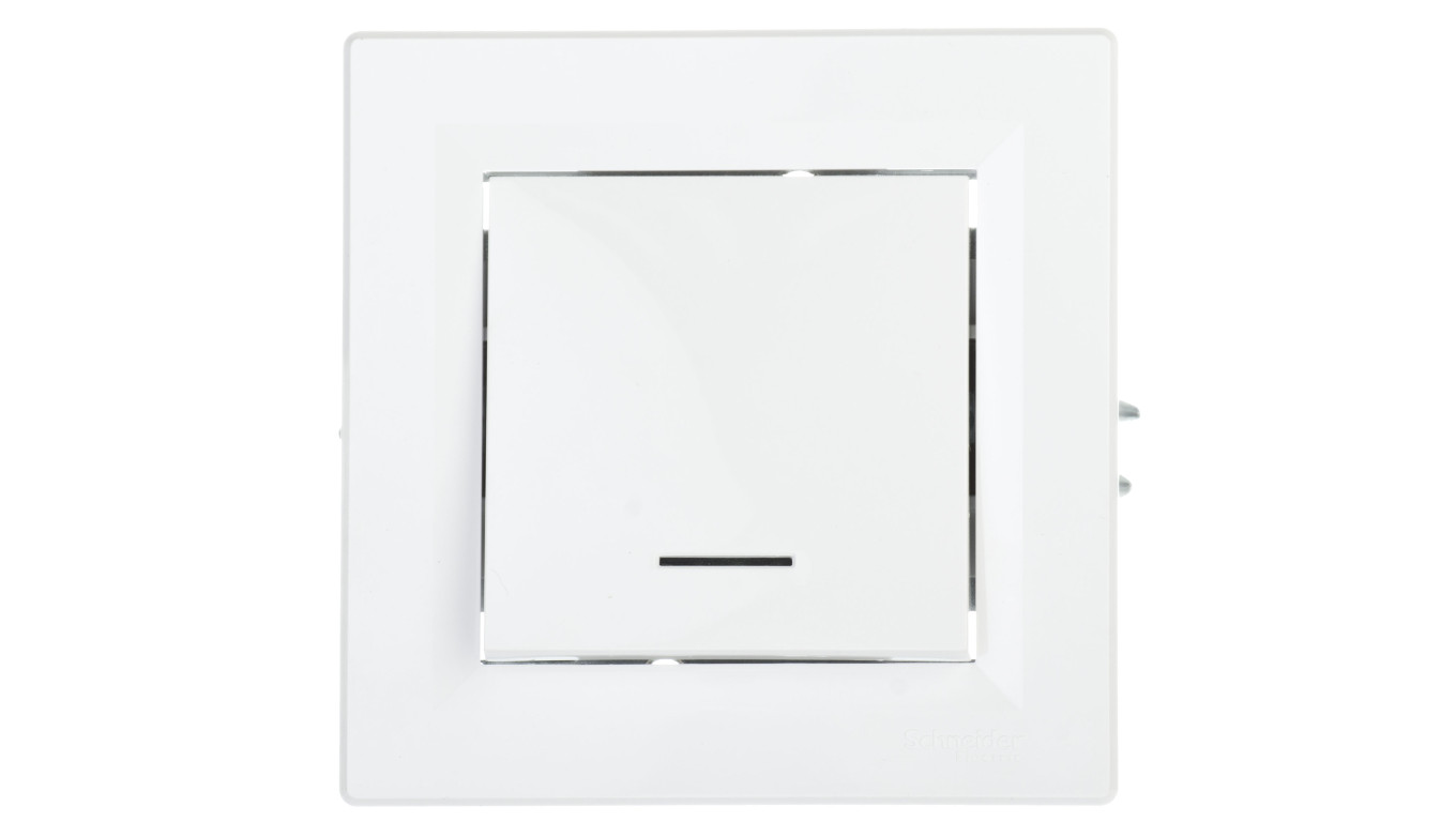 Łącznik Asfora pojedynczy z podświetleniem zaciski śrubowe biały z ramką EPH1400321