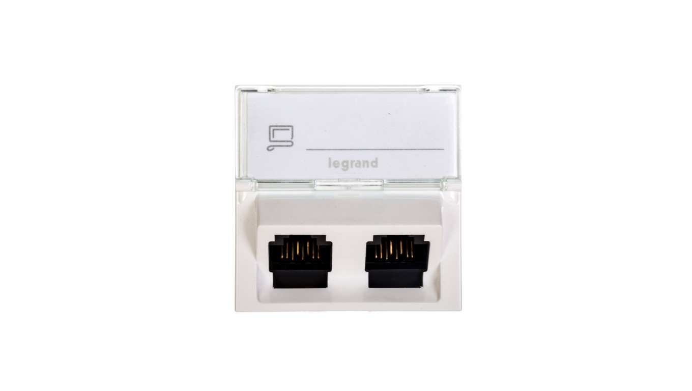 MOSAIC Gniazdo komputerowe podwójne RJ45 kat.5e UTP białe 076502