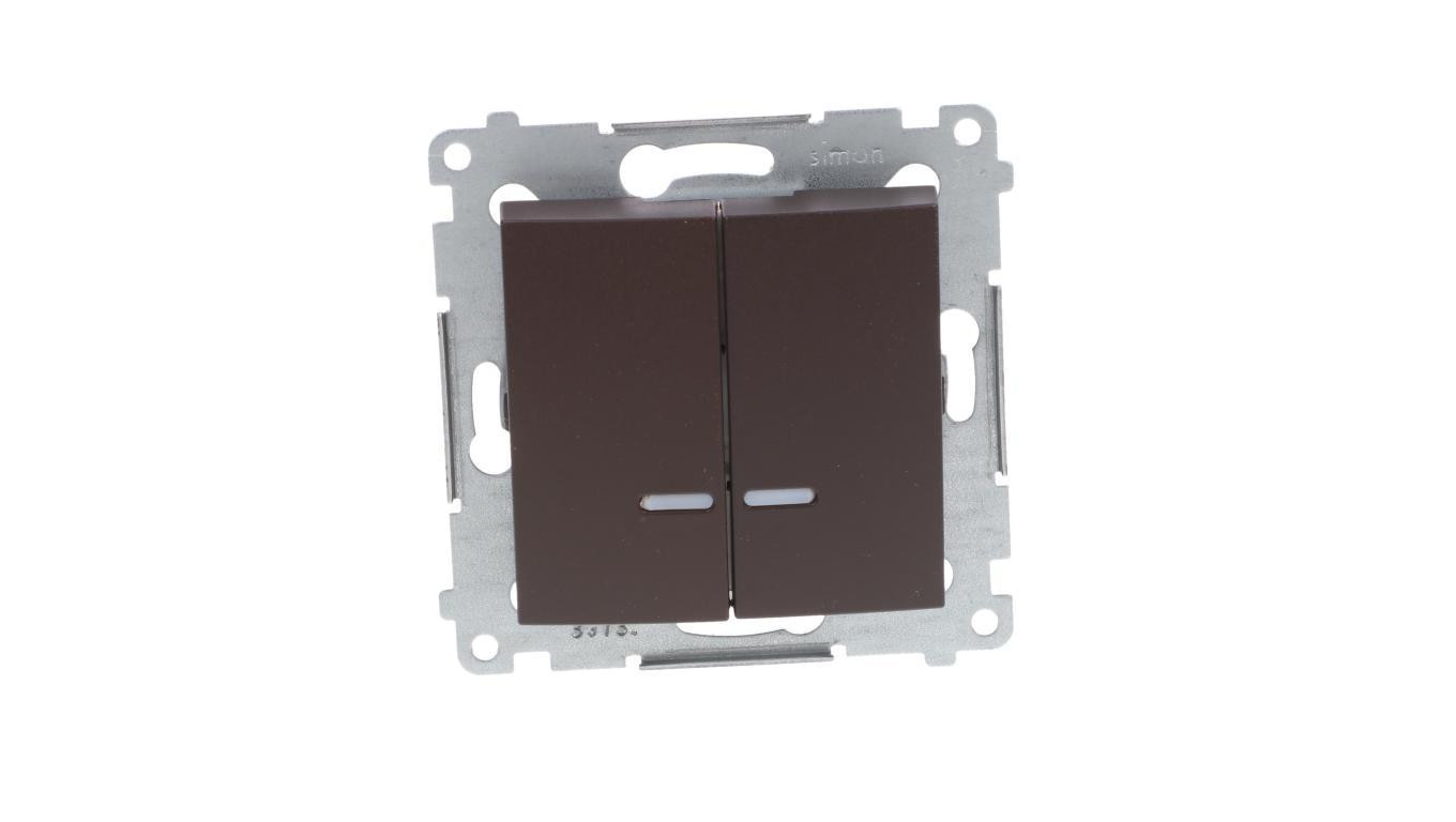 Simon 54 Łącznik bryzgoszczelny świecznikowy IP44, szybkozłącza, z podświetleniem brąz mat DW5BL.01/46