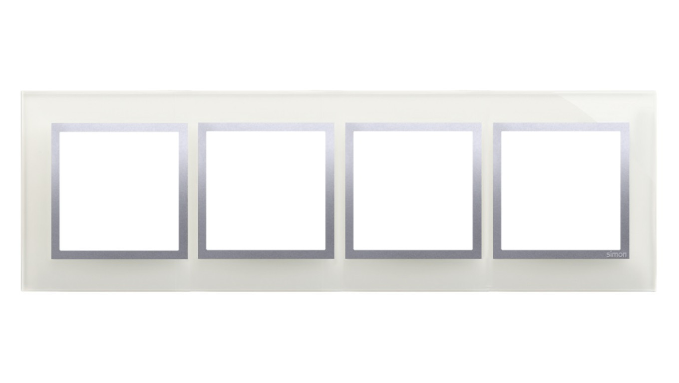 Simon 54 Nature Ramka poczwórna szkło SREBRNA MGŁA DRN4/71