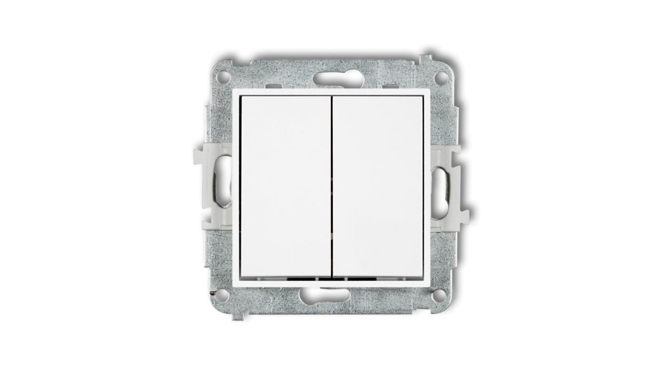 MINI Mechanizm łącznika podwójnego krzyżowego (dwa klawisze bez piktogramu) biały mat 25MWP-66.1