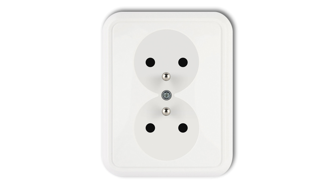 LIZA Gniazdo podwójne z/u biały GPT-2z