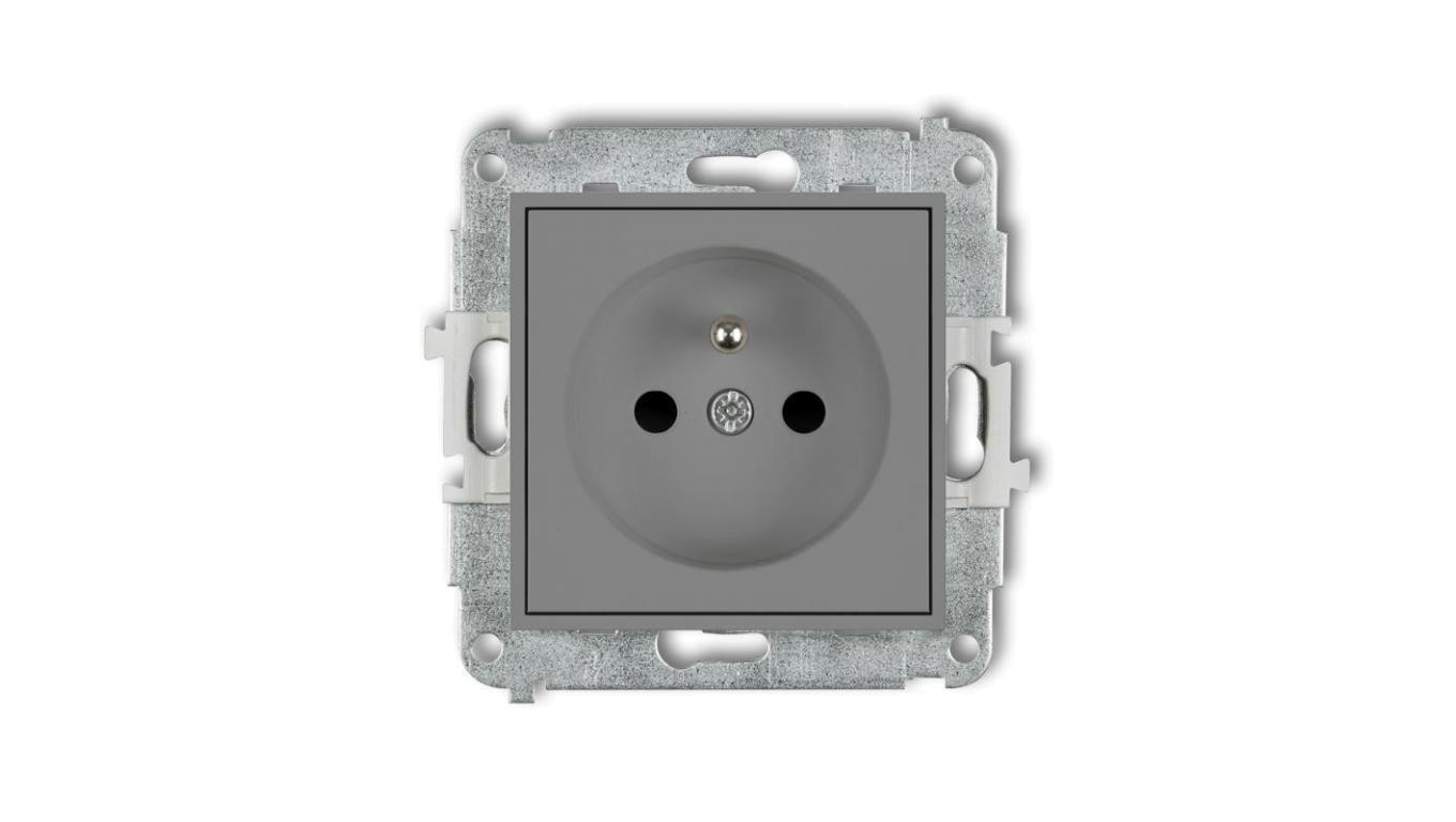 ICON Mechanizm gniazda pojedynczego z uziemieniem 2P+Z (przesłony torów prądowych) szary mat 27IGP-1zp