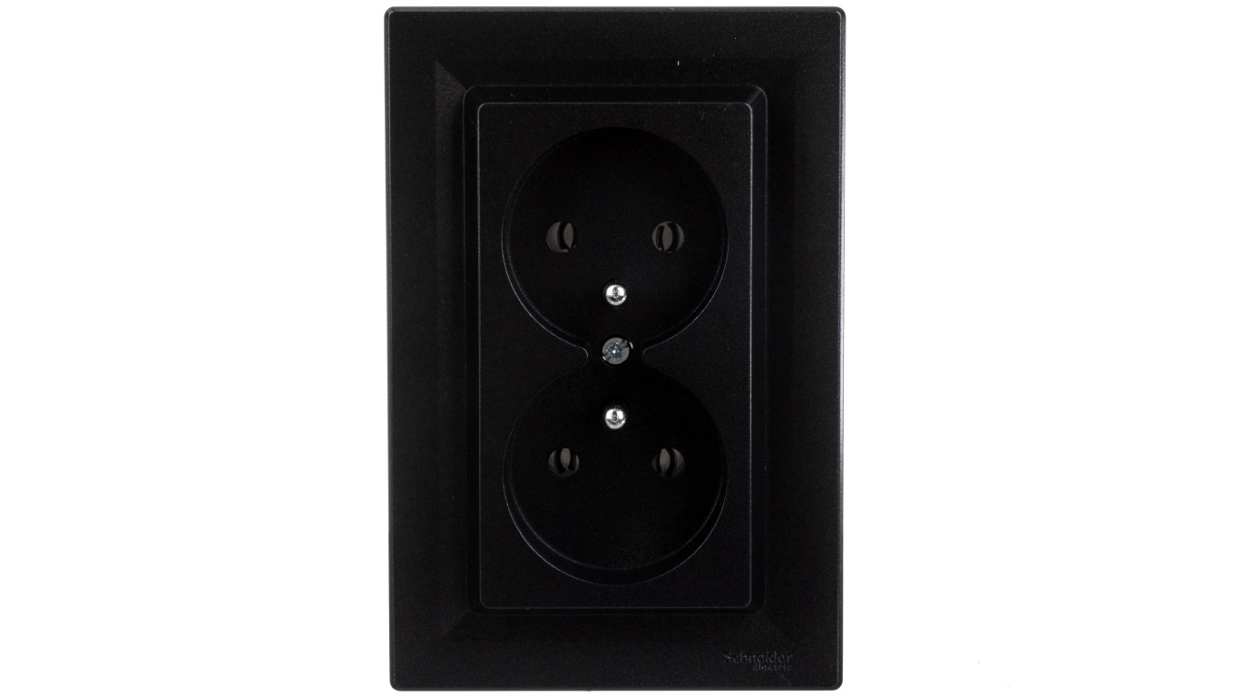 Gniazdo 2x2P+PE Asfora antracyt z ramką EPH9800271