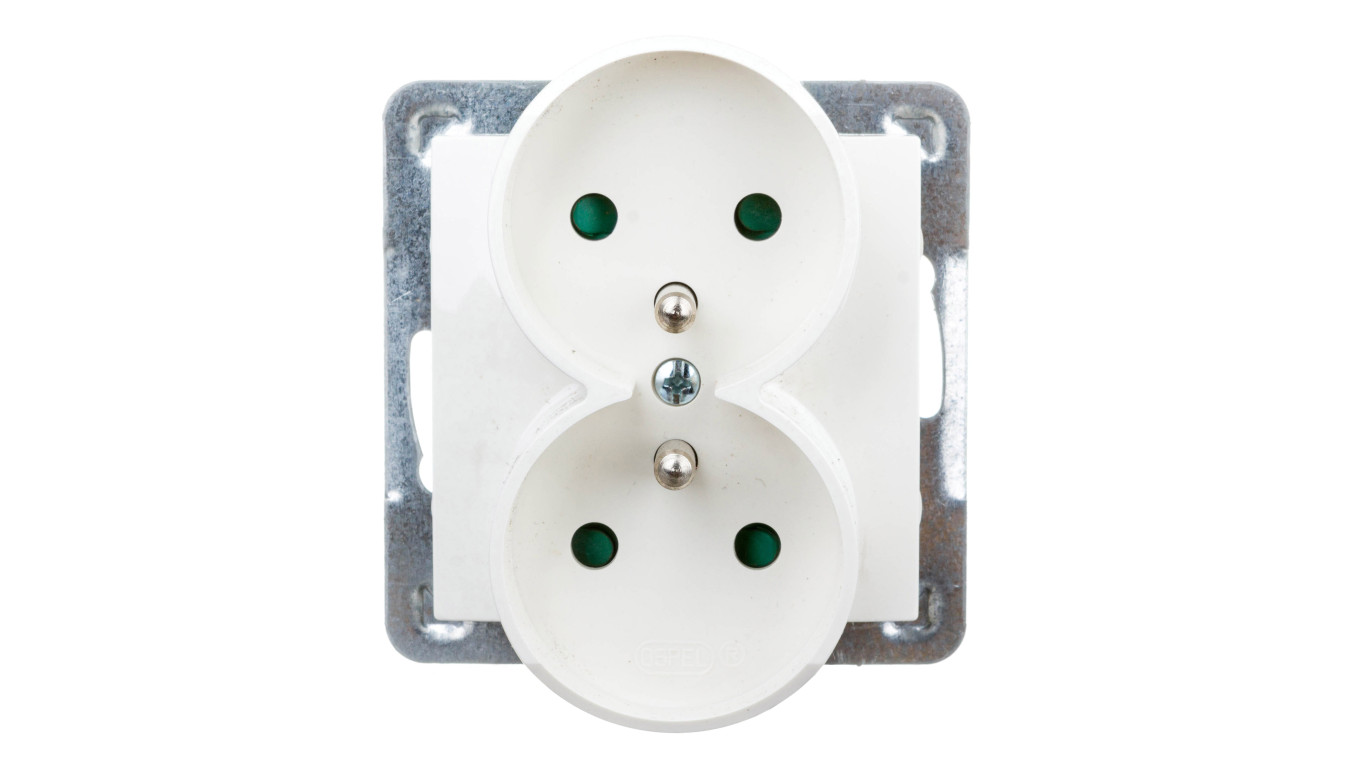 IMPRESJA Gniazdo podwójne z/u z przesłonami ecru GP-2YRZP/m/27