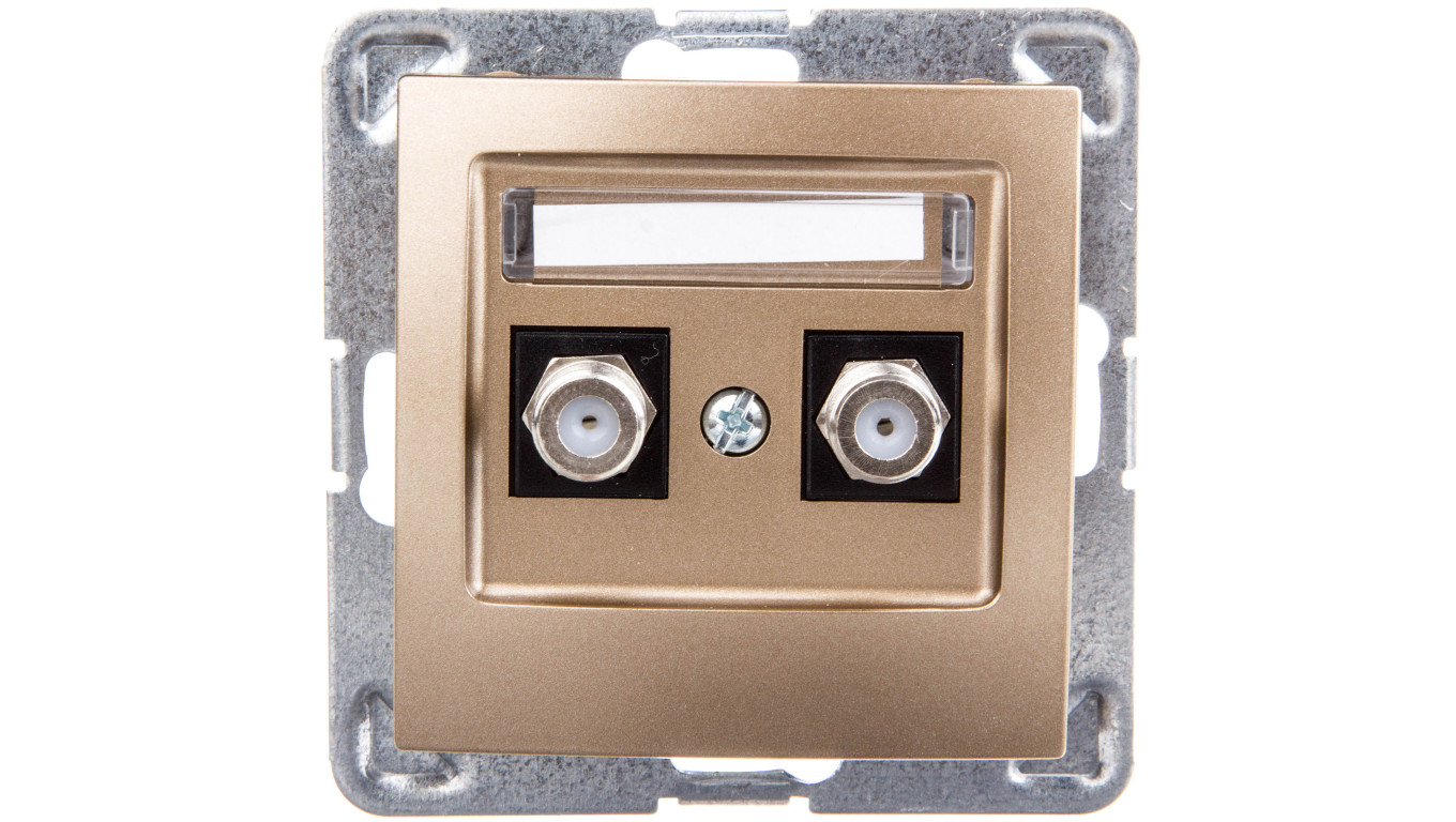 IMPRESJA Gniazdo antenowe podwójne typu F złoty metalik GPA-2YF/m/28