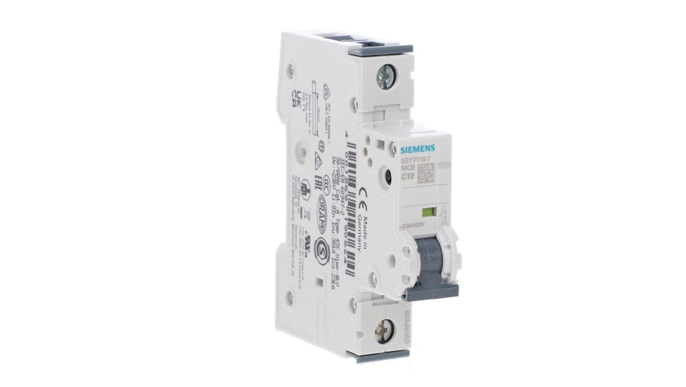 Wyłącznik nadprądowy C10A 1P 230/400V 15kA (wg iec 60898) / 30kA (wg iec 60947) 5SY7110-7