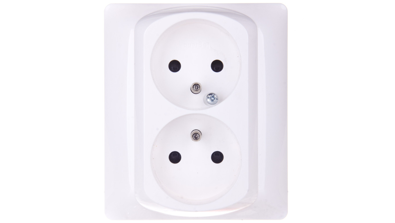 SISTENA LIFE Gniazdo podwójne z/u z przesłonami arctic 771038