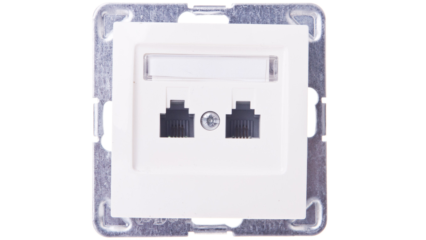 IMPRESJA Gniazdo telefoniczne podwójne RJ11 równoległe ecru GPT-2YR/m/27