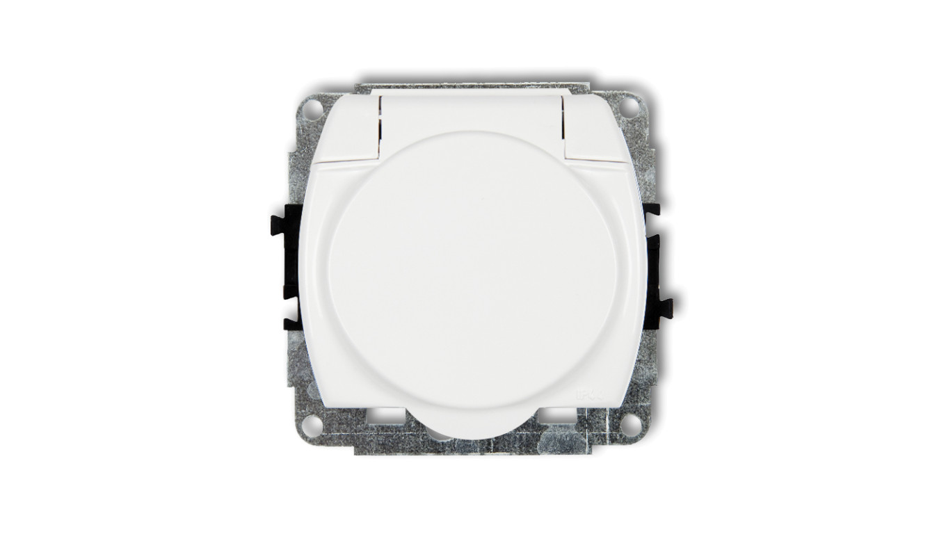 TREND Gniazdo bryzgoszczelne z/u (klapka biała) biały GPB-1zp