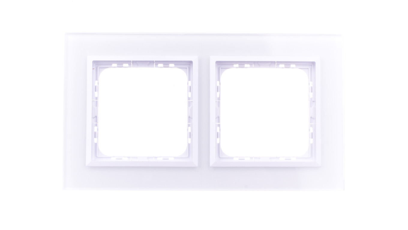 SONATA Ramka podwójna białe szkło / biała R-2RGC/31/00