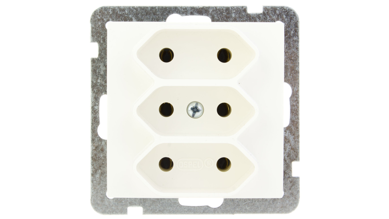 AS Gniazdo potrójne b/u 2.5A EURO ecru GP-3G/m/27