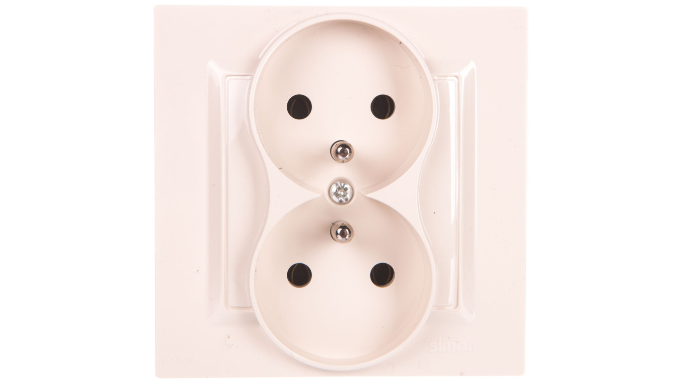 Simon 10 Gniazdo podwójne z/u MONOBLOCK 16A, 250V krem CGZ2/41
