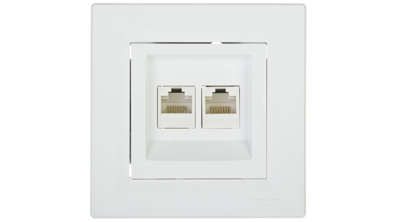 Gniazdo komputerowe Asfora podwójne 2xRJ45 kat.5e białe z ramką EPH4400121