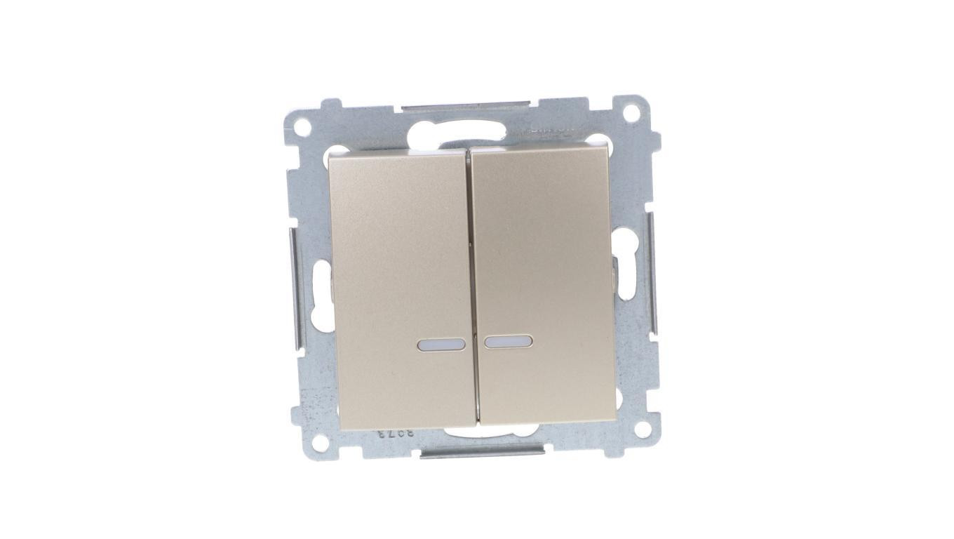 Simon 54 Łącznik bryzgoszczelny świecznikowy IP44 z podświetleniem, szybkozłącza, złoty mat DW5BL.01/44