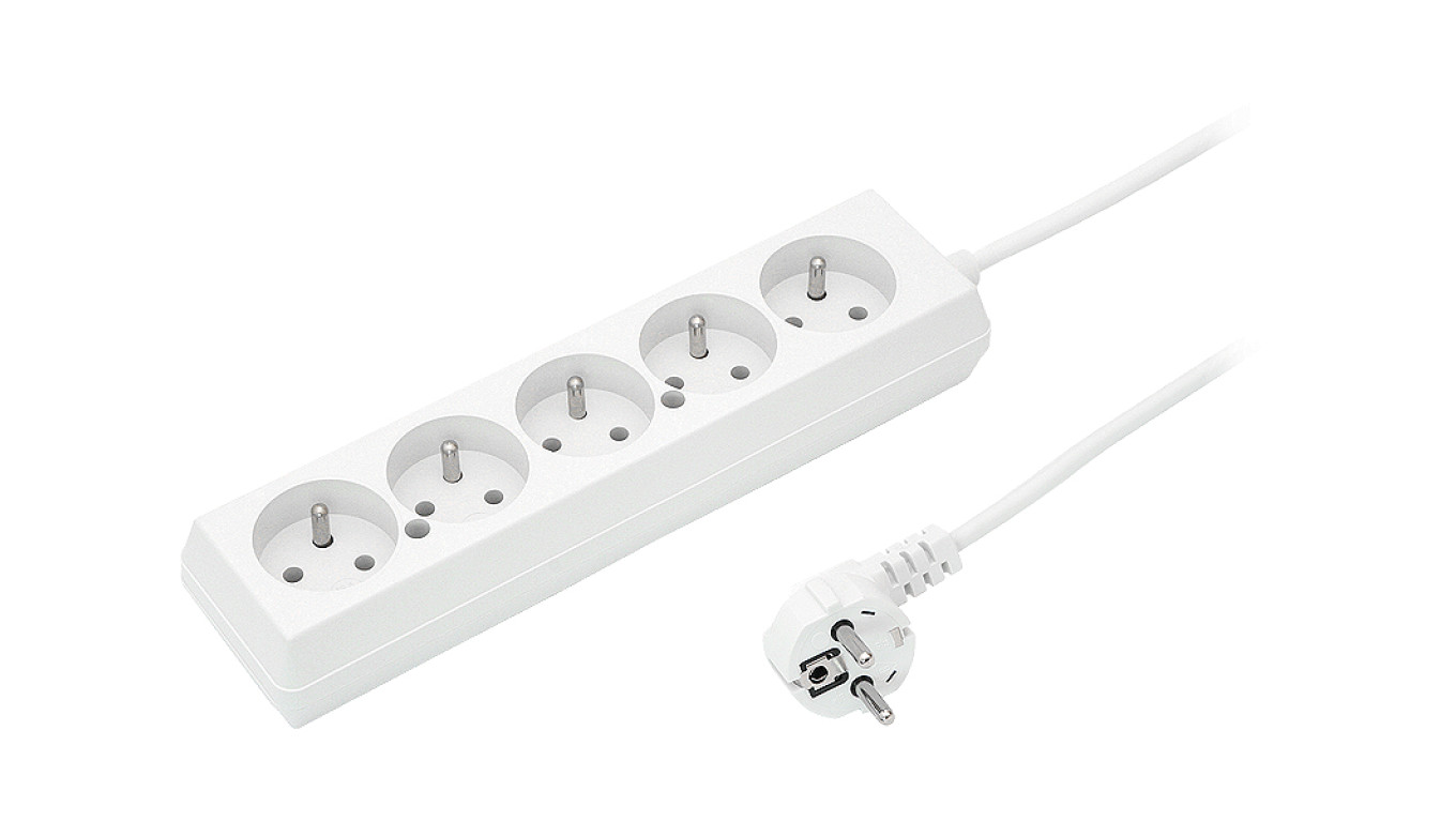 Przedłużacz 5-gniazd z/u 10A 5m /OMY 3x1/ biały PS-570 T-105820