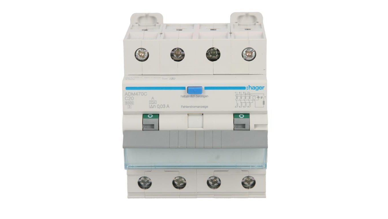 Wyłącznik różnicowo-nadprądowy RCBO 4P C20A 0,03A Typ A 6kA RCBO ADM470C