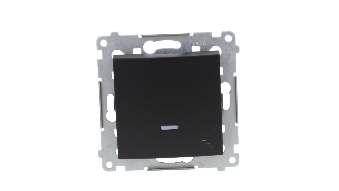 Simon 54 Łącznik schodowy z podświetleniem LED (moduł) 10AX 250V szybkozłącza, czarny mat DW6L.01/49